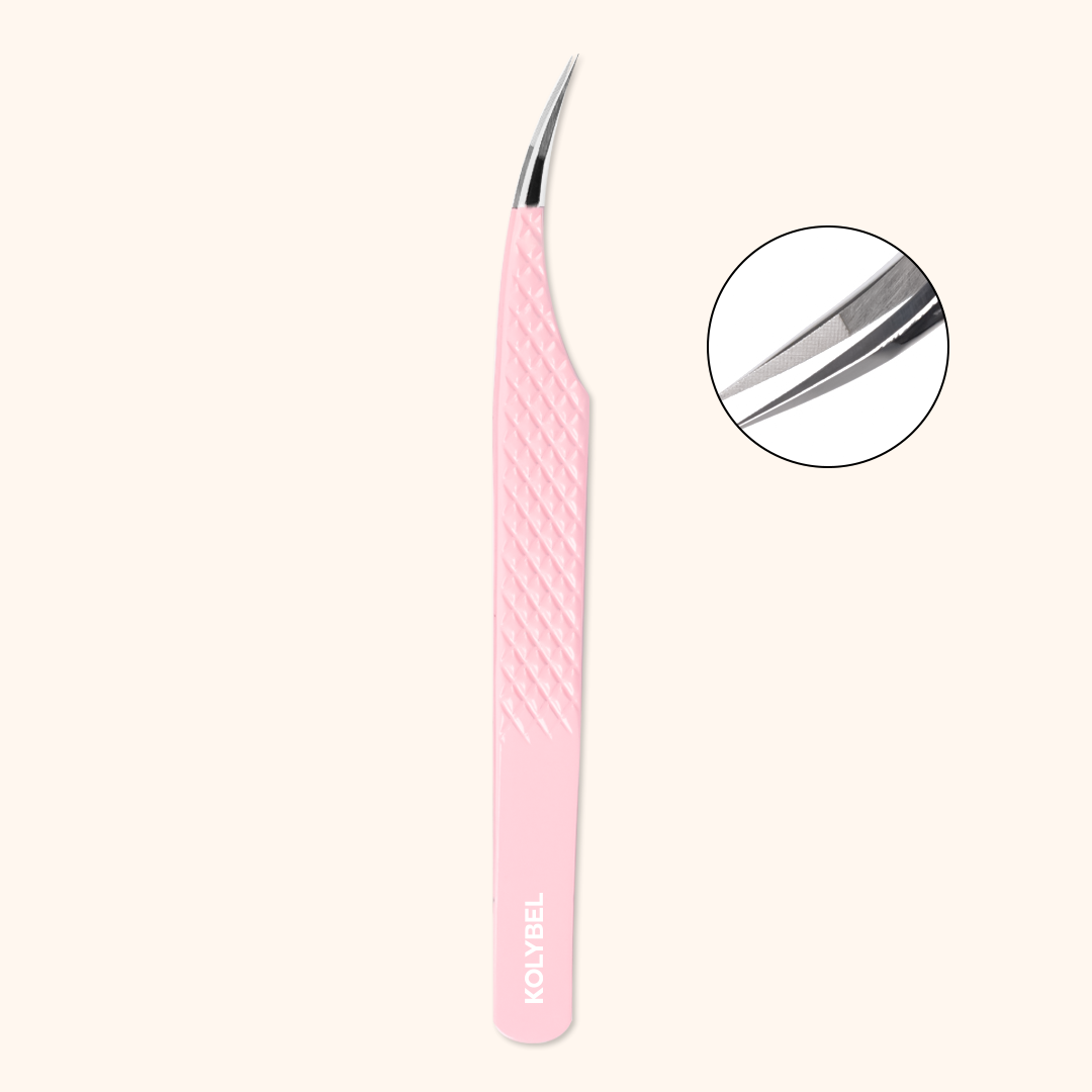 KC-07 Light Pink Tweezers For Eyelash Extension