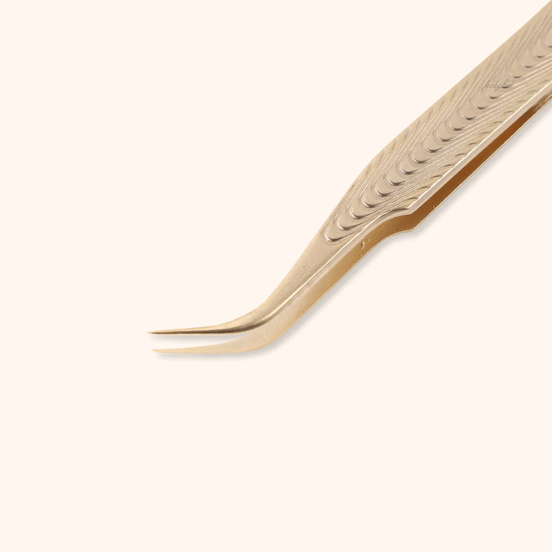 KF-01 Retro Gold Tweezers For Eyelash Extension - Kolybel