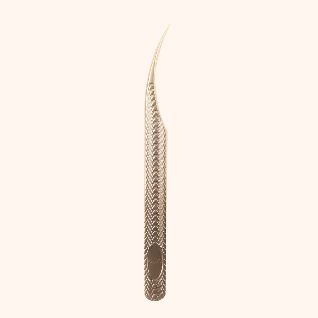 KF-05 Retro Gold Tweezers For Eyelash Extension - Kolybel