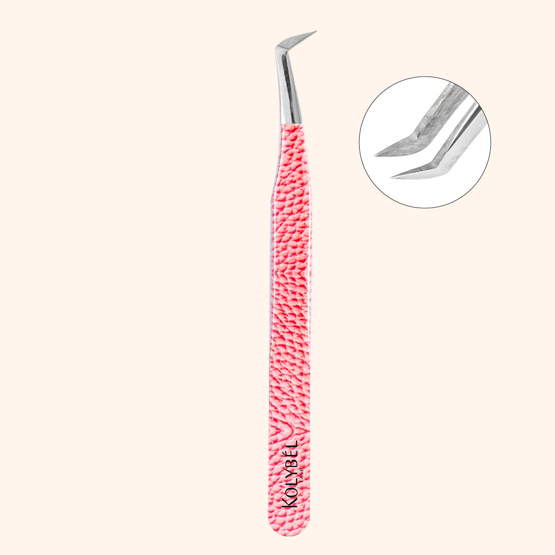 KP-16 Pink Marbling Tweezers For Eyelash Extension
