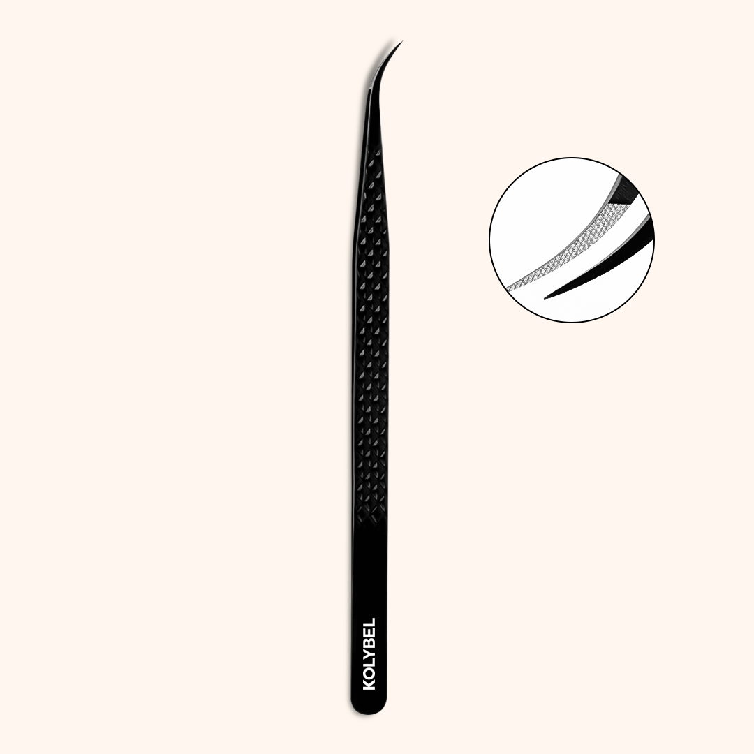 KB-06 Black Fiber Tweezers For Eyelash Extension