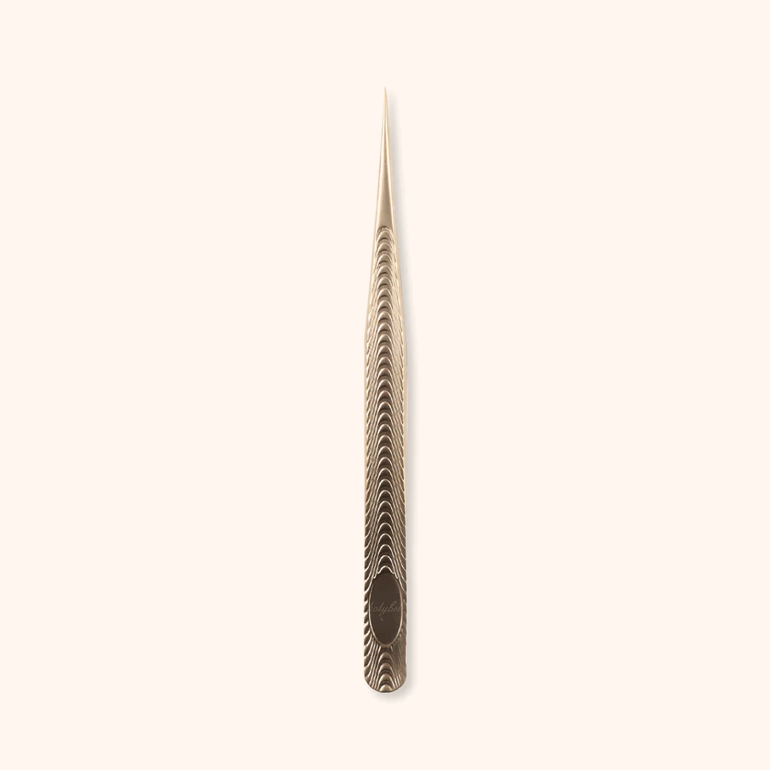 KF-08 Retro Gold Tweezers For Eyelash Extension - Kolybel