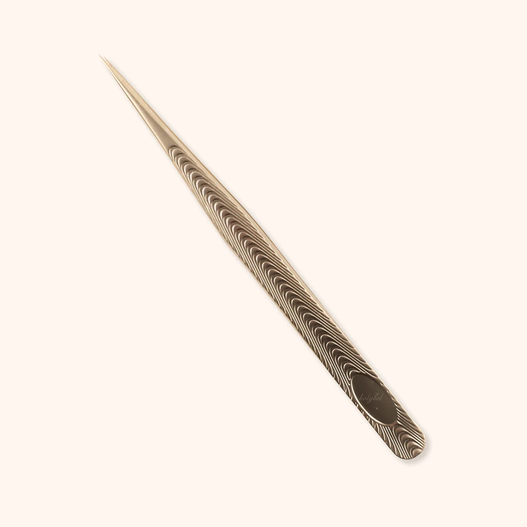 KF-08 Retro Gold Tweezers For Eyelash Extension - Kolybel