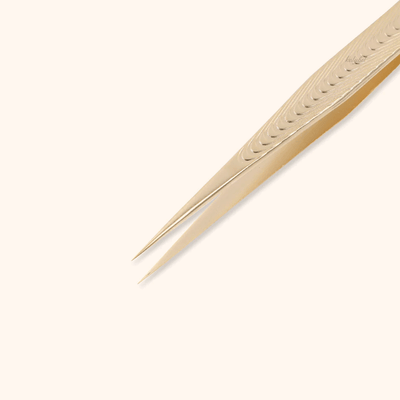 KF-08 Retro Gold Tweezers For Eyelash Extension - Kolybel