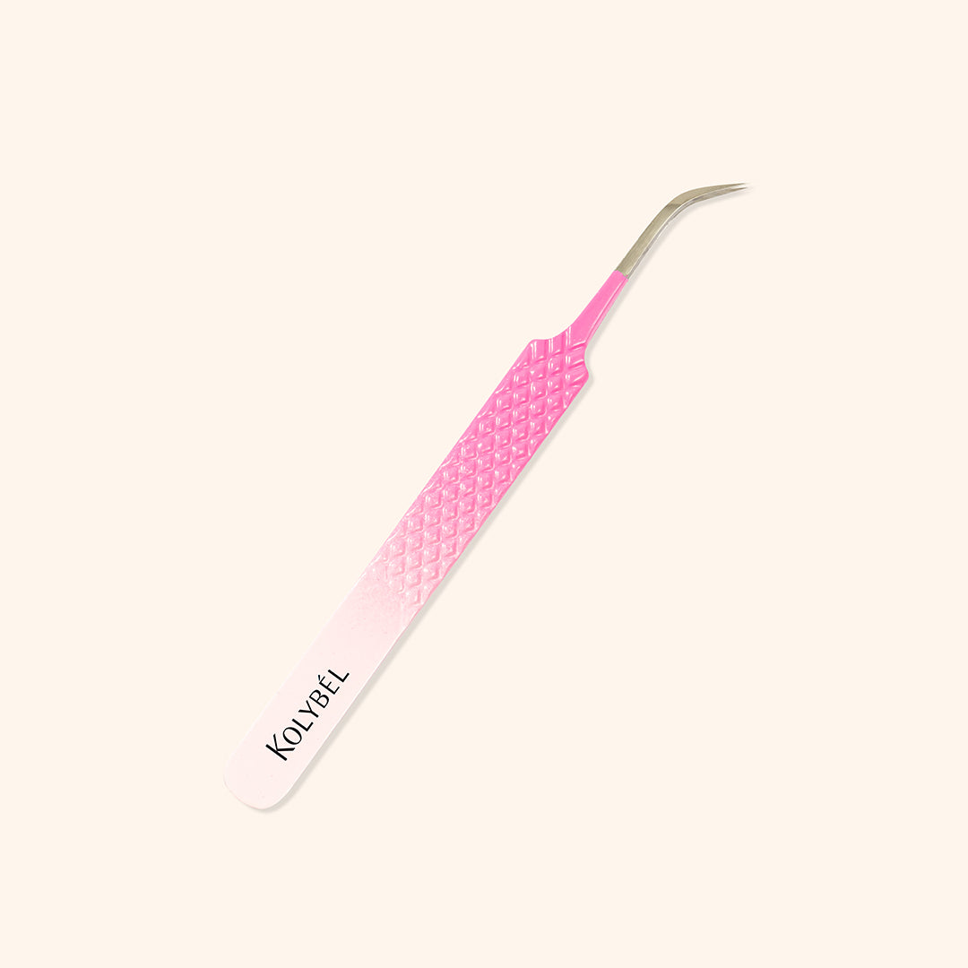 KP-08 Ombre Pink-White Tweezers For Eyelash Extension