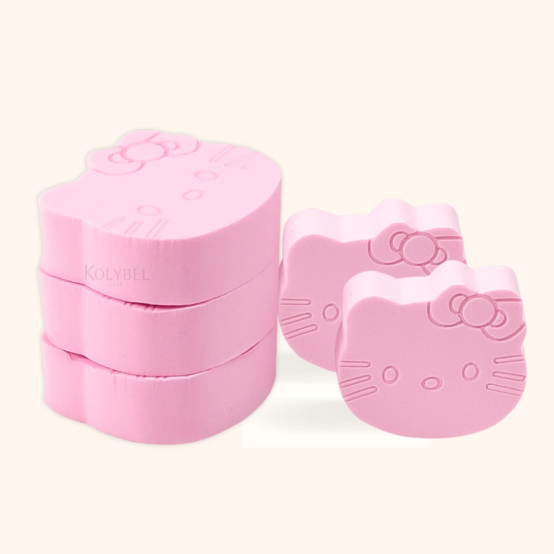 Pink Kitty Eyelash Cosmetic Sponge (5pcs/pack)