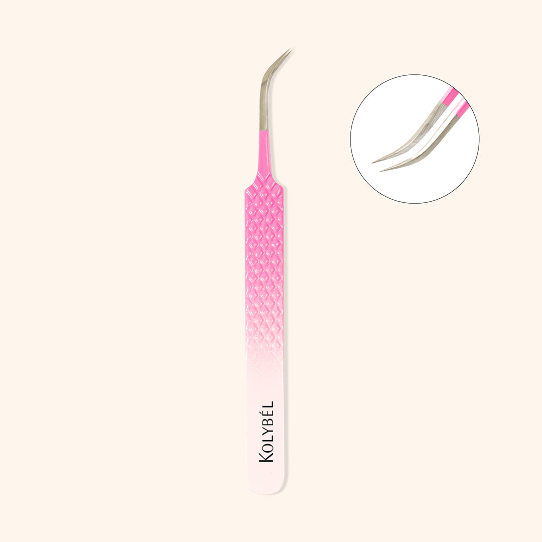 KP-08 Ombre Pink-White Tweezers For Eyelash Extension