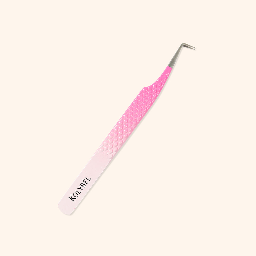 KP-09 Ombre Pink-White Tweezers For Eyelash Extension