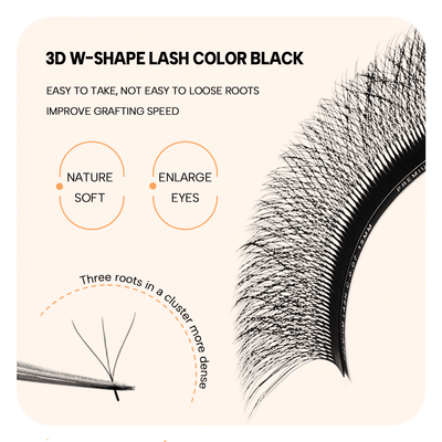 W Style 3D Premade Volume Fan Lashes (16 Rows)-kolybel