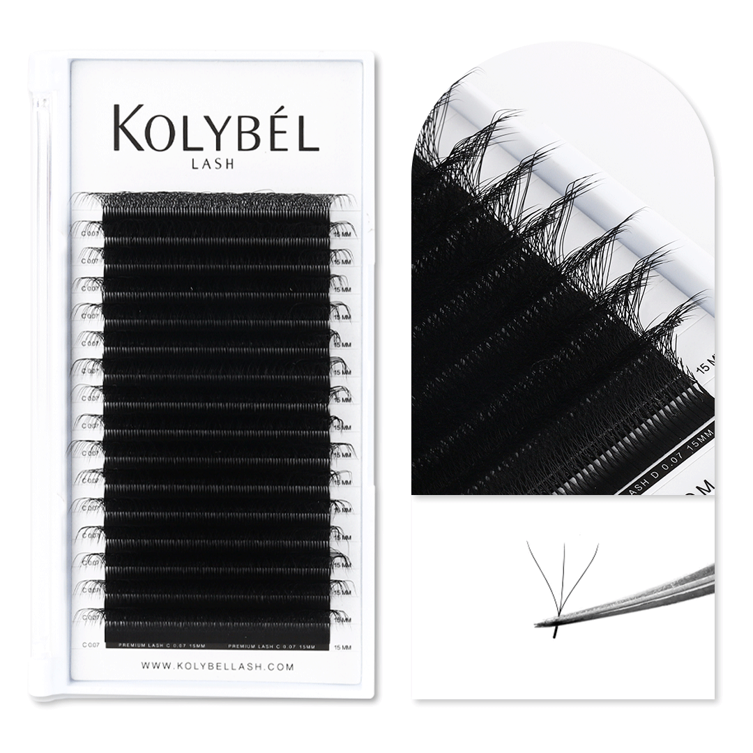 W Style 3D Premade Volume Fan Lashes (16 Rows)-kolybel