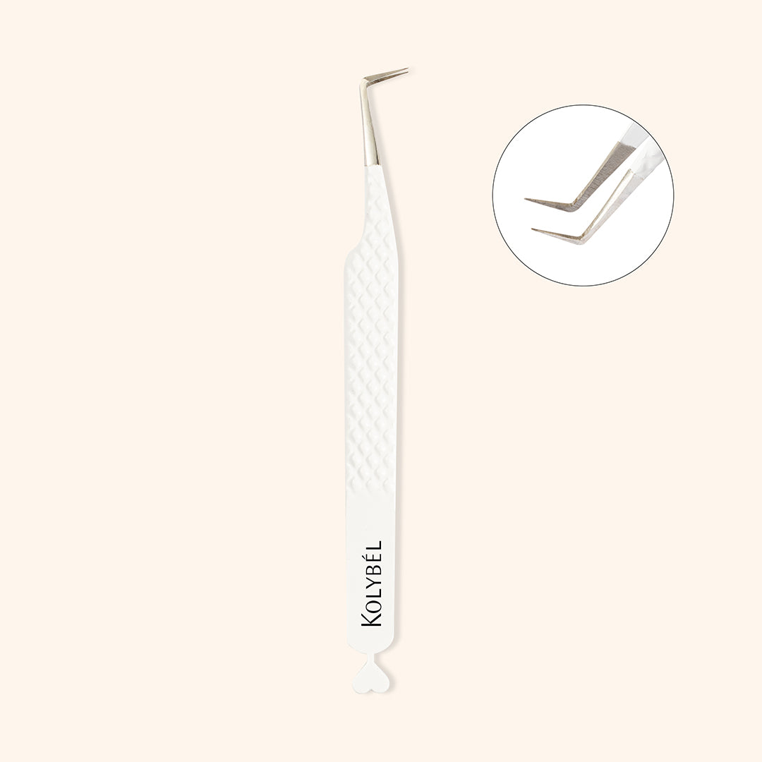 KW-11 Heart-shaped White Tweezers For Eyelash Extension