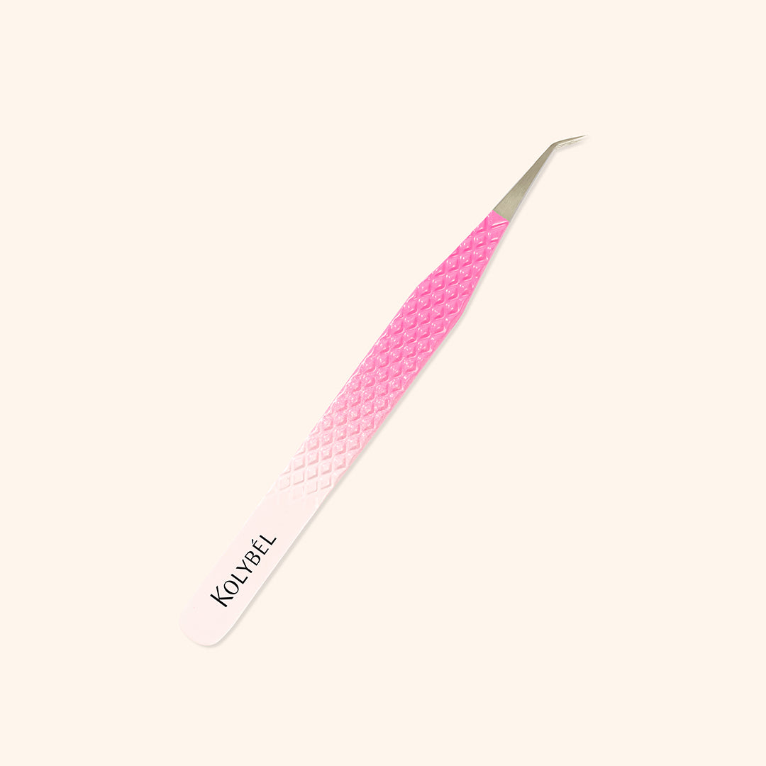 KP-10 Ombre Pink-White Professional Eyelash Extensions Tweezers