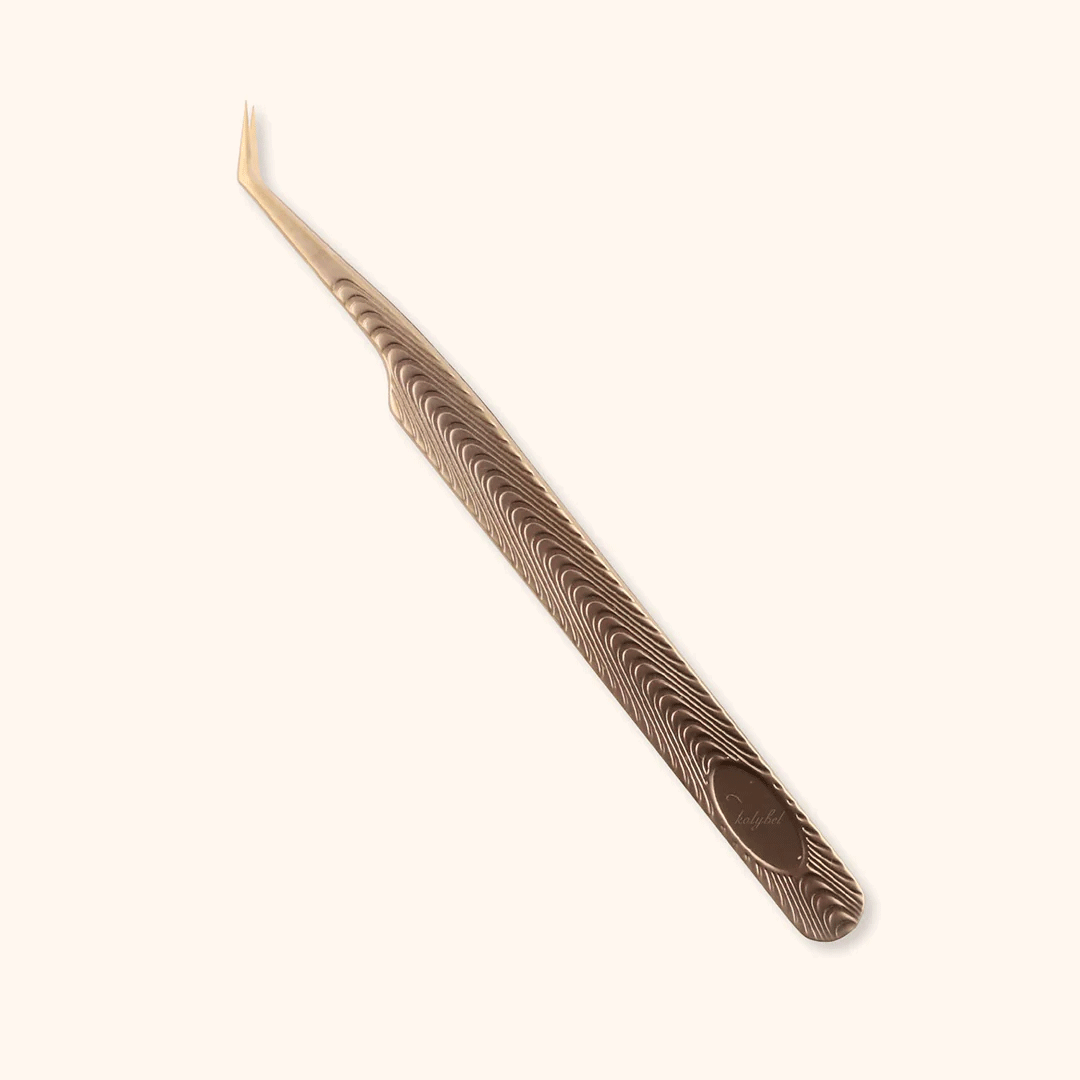 KF-02 Retro Gold Tweezers For Eyelash Extension - Kolybel