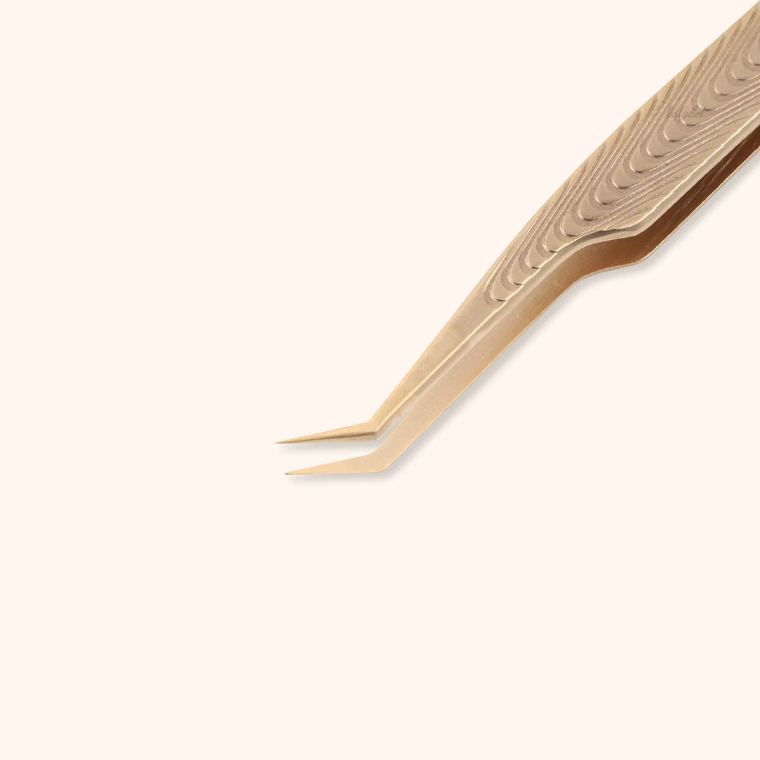 KF-02 Retro Gold Tweezers For Eyelash Extension - Kolybel