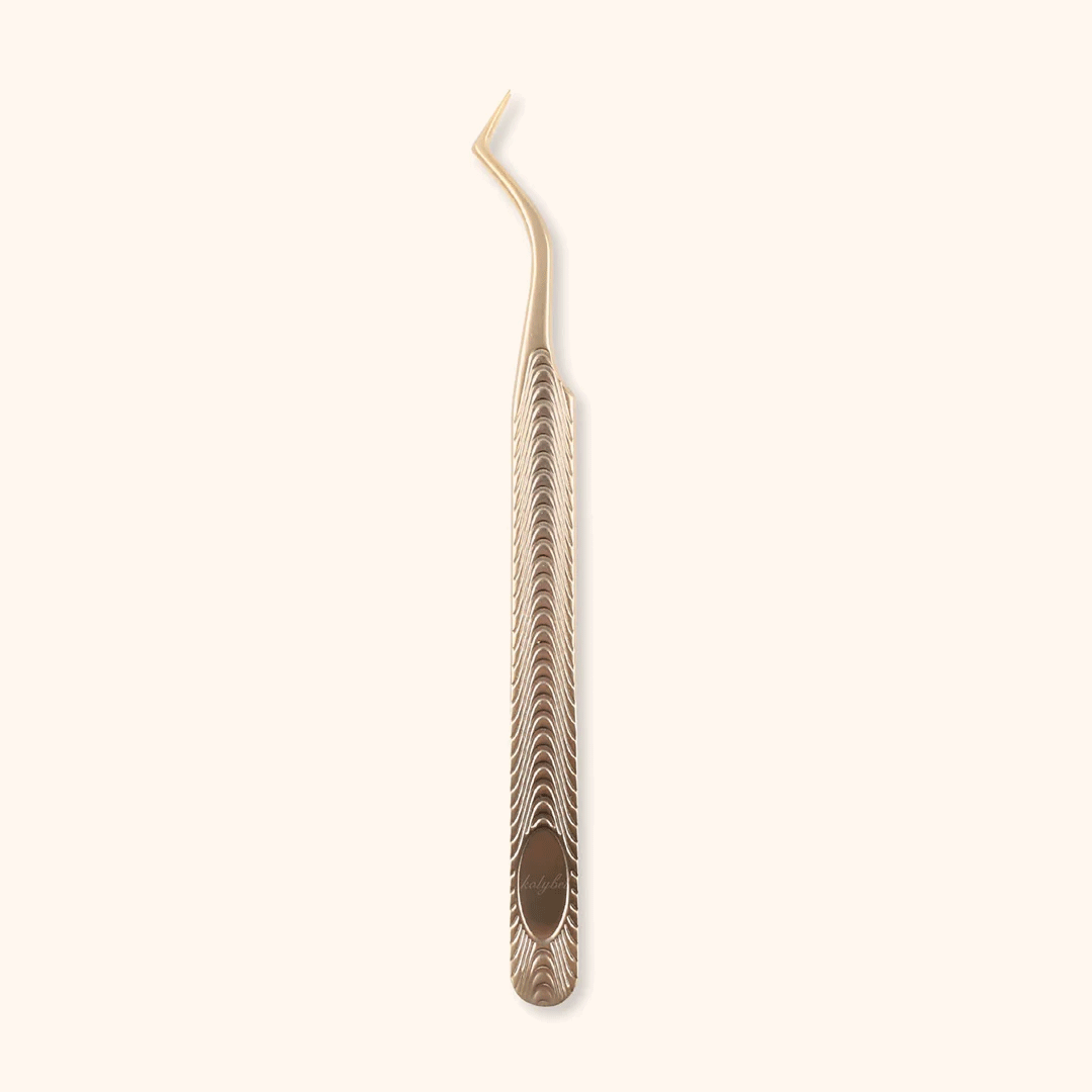 KF-03 Retro Gold Tweezers For Eyelash Extension - Kolybel