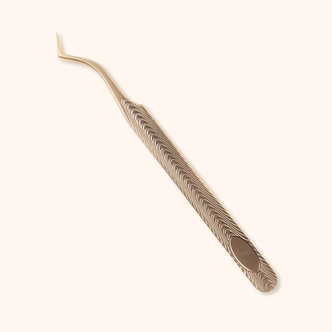 KF-03 Retro Gold Tweezers For Eyelash Extension - Kolybel