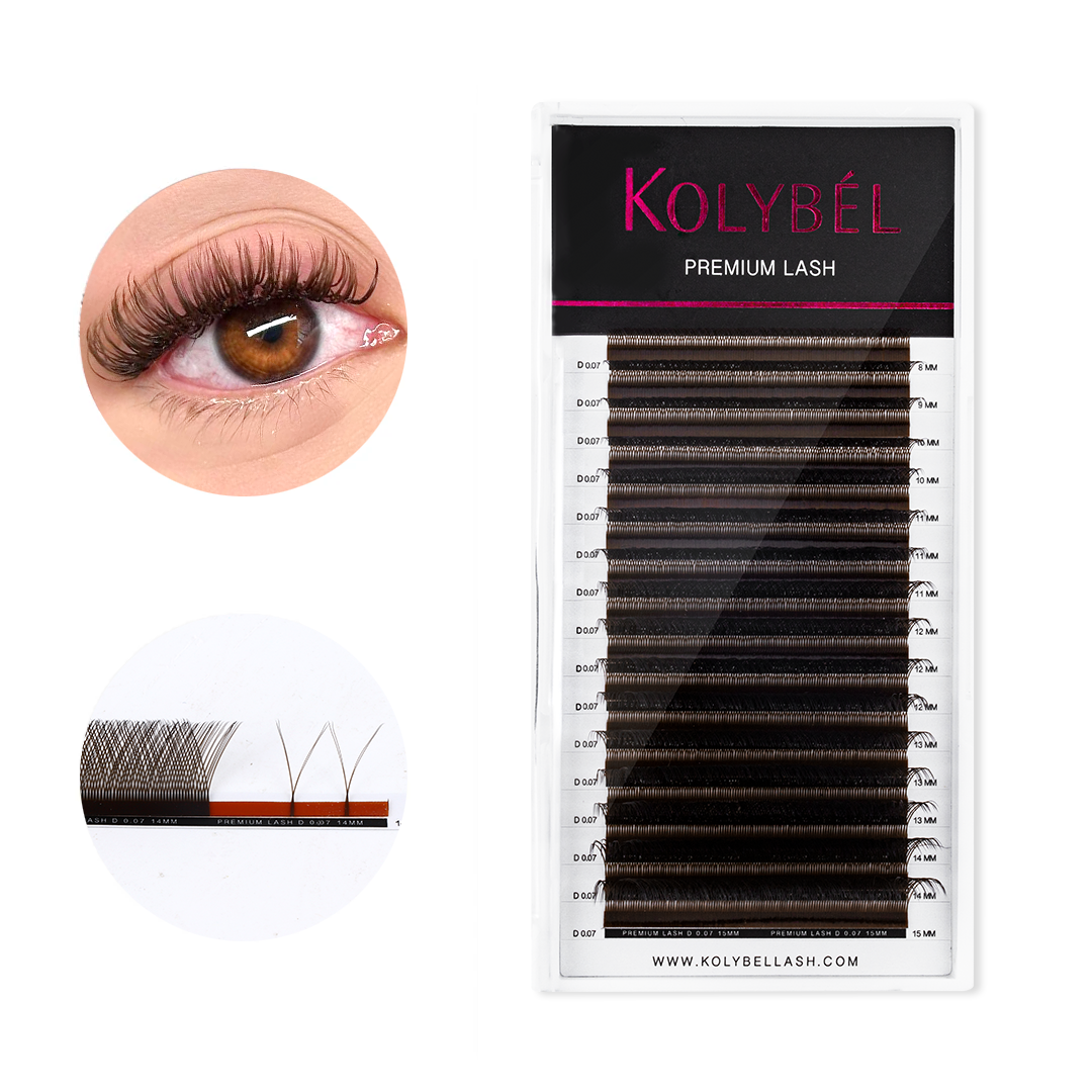 0.07MM Brown YY Premade Volume Fans Eyelash Extensions (16 Rows)