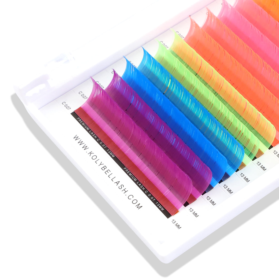 Neon Glow Fluorescent Colorful Lash Extensions 0.07mm-kolybel lash